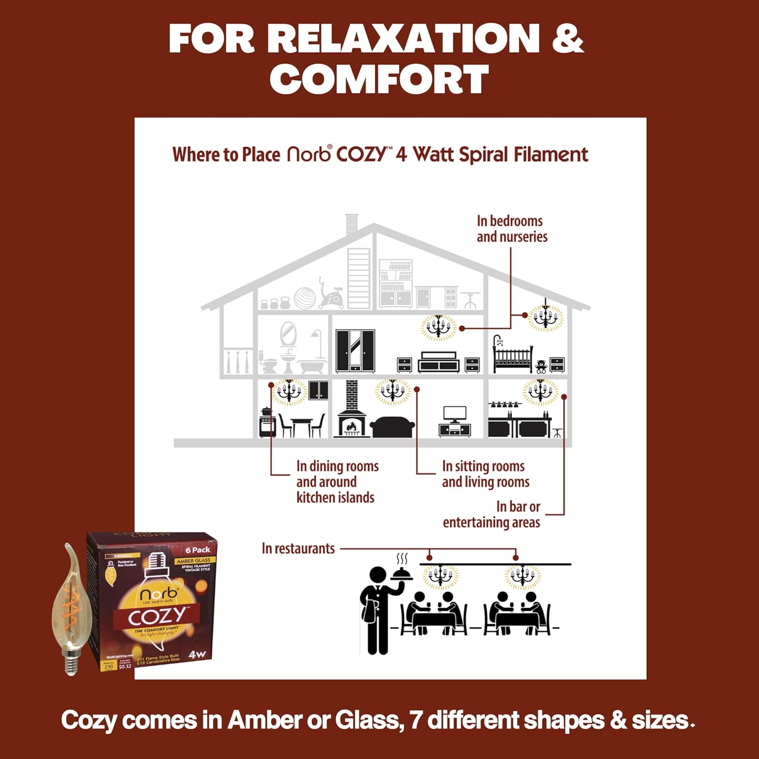 Cozy Candelabra Flame - 6-Pack