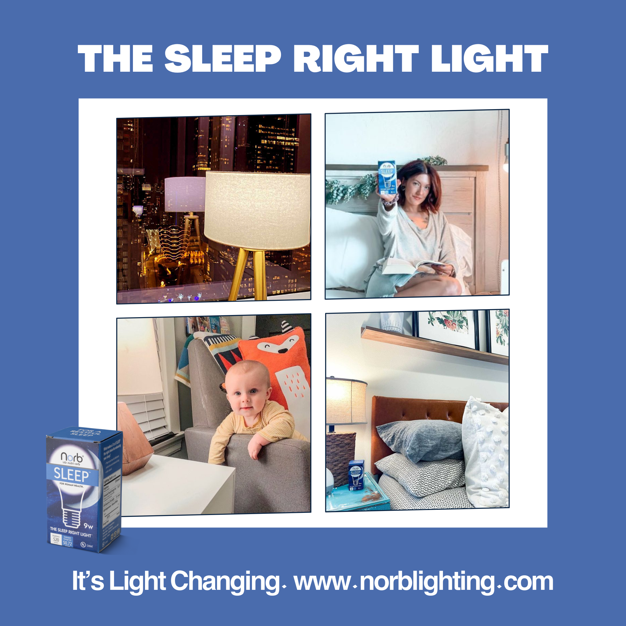 NorbSLEEP A19 Low Blue Sleep Light Bulb (9W)