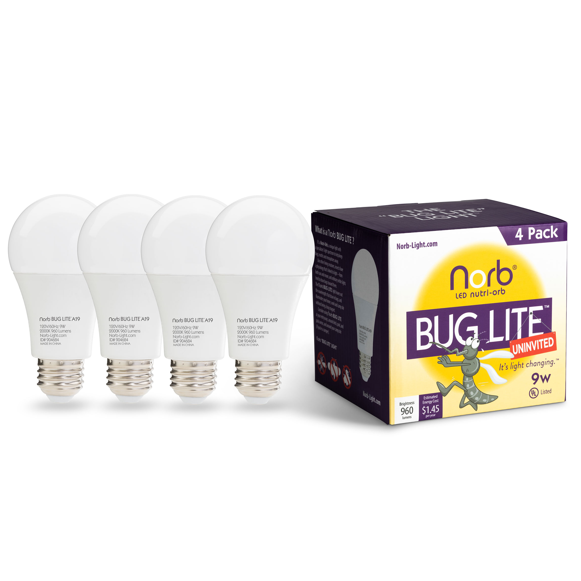 NorbBUG LITE A19 Outdoor Bug-Reducing Light Bulb