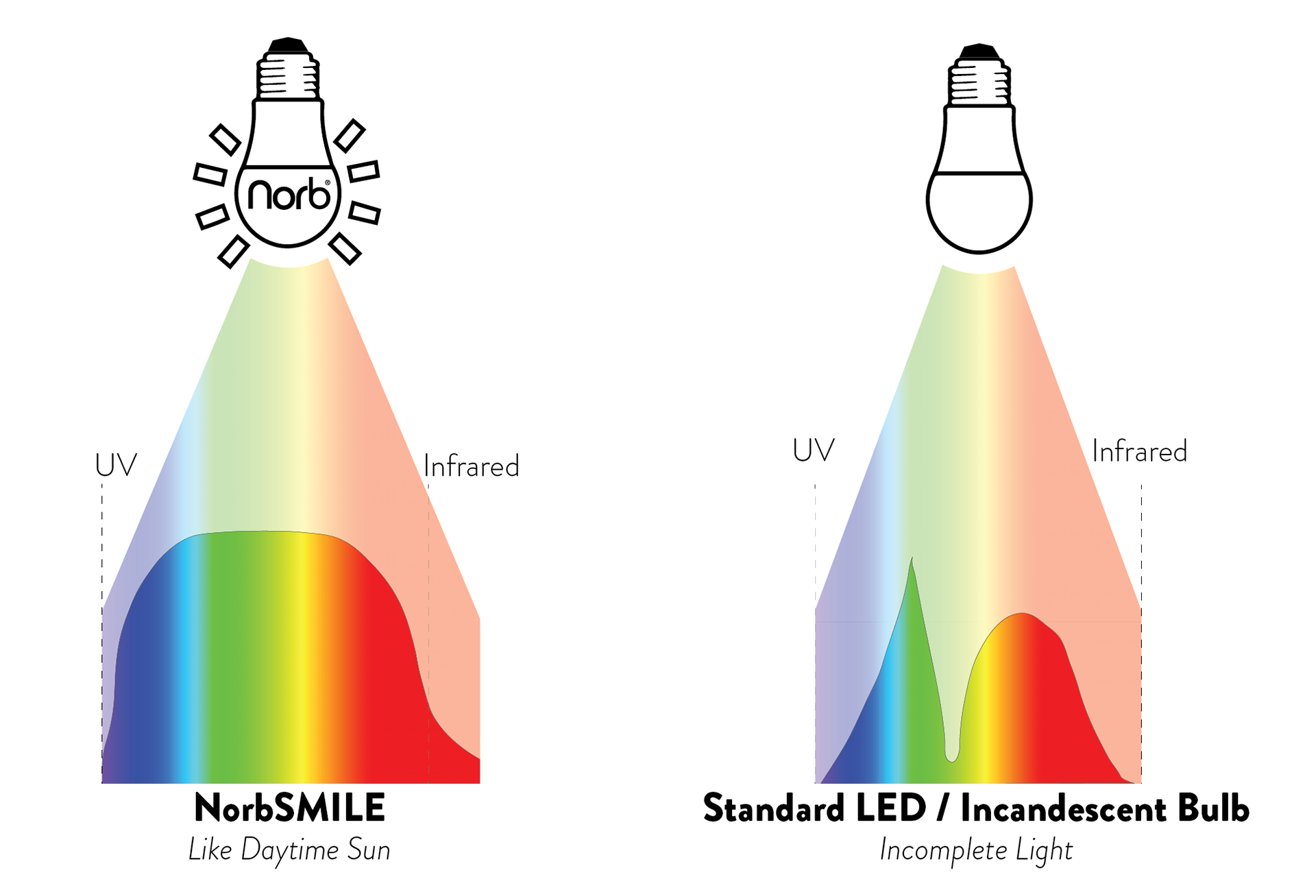 NorbSMILE A19 Sunlike Full Spectrum LED Bulb (11W) – Norb Lighting